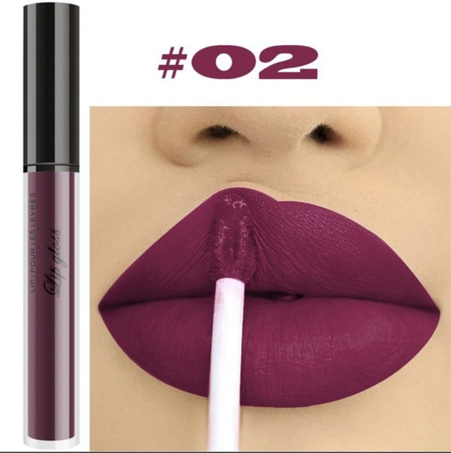 12 Colors Waterproof Matte Liquid Lipstick long-lasting Red Black Lip gloss Makeup Stick Nude Beauty Lip Tint Korea Cosmetics