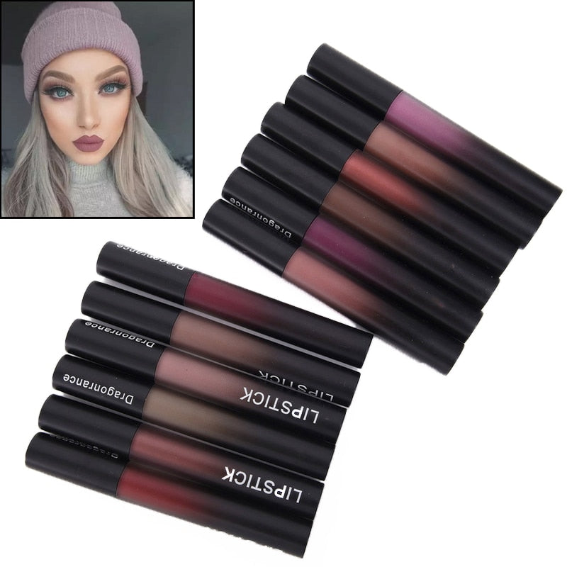 12 Colors Waterproof Matte Liquid Lipstick long-lasting Red Black Lip gloss Makeup Stick Nude Beauty Lip Tint Korea Cosmetics